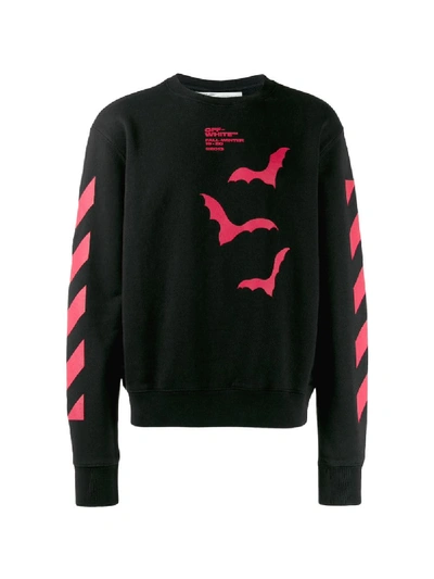 Shop Off-white Bats-print Diagonal Stripe Sweatshirt In Black