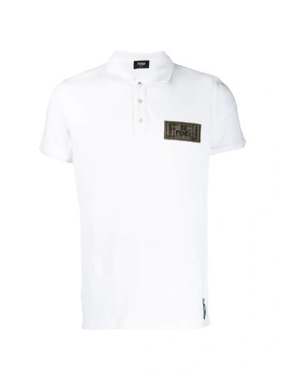 Shop Fendi Ff Patch Polo Shirt In White