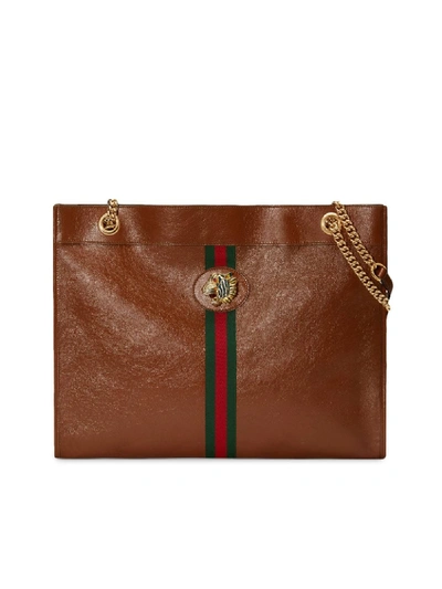 Shop Gucci Rajah Large Tote In Brown