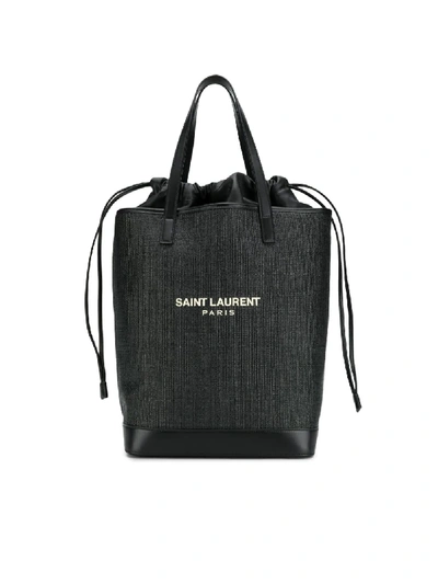 Shop Saint Laurent Teddy Shopping Bag In Black