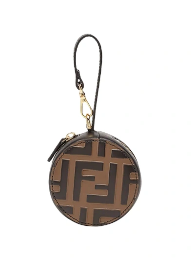 Shop Fendi Ff Logo Help Bag Charm In Brown