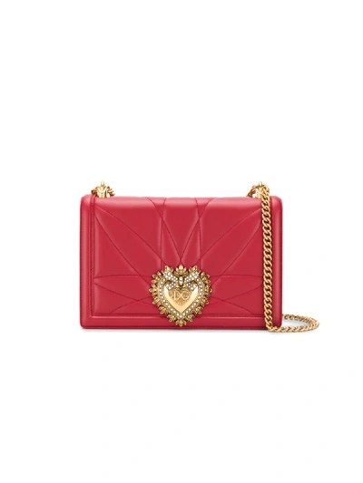 Shop Dolce & Gabbana Large Devotion Crossbody Bag In Red