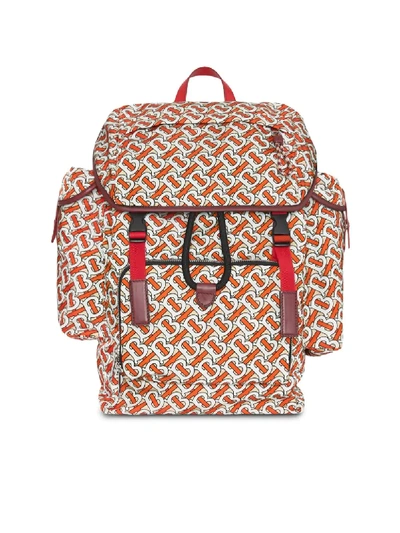 Shop Burberry Medium Monogram Print Backpack In Red