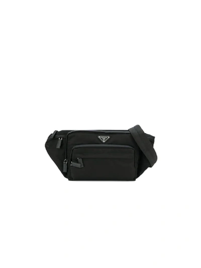 Shop Prada Fabric Belt Bag In Black