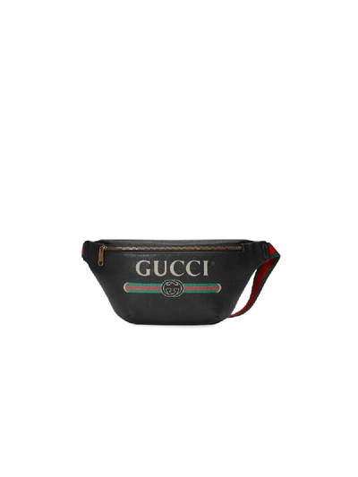 Shop Gucci Print Leather Belt Bag In Black