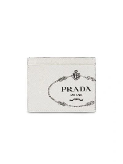 Shop Prada Saffiano Cardholder In White