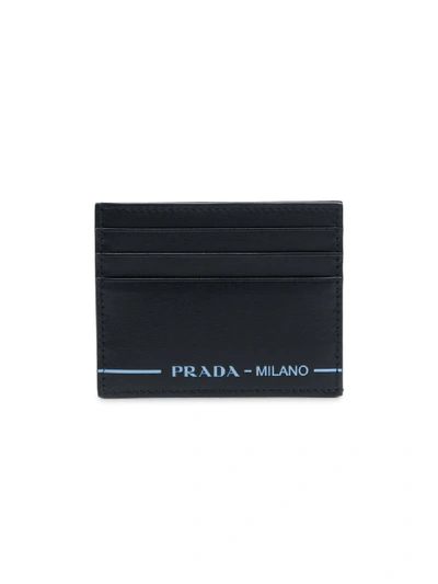 Shop Prada Logo Credit Card Holder In Black