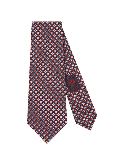 Shop Gucci 3-d G Silk Tie In Red