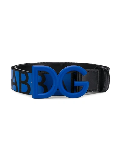 Shop Dolce & Gabbana Logo Buckle Belt In Blue