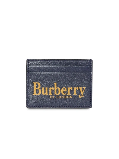 Shop Burberry Logo Print Leather Card Case In Blue