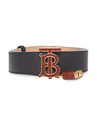 Shop Burberry Tb Monogram Belt In Black