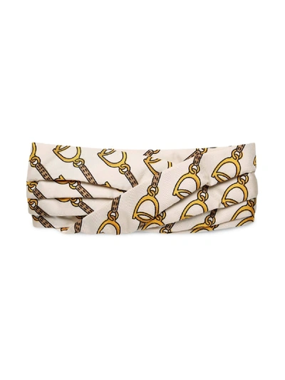 Shop Gucci Stirrups Print Headband In White