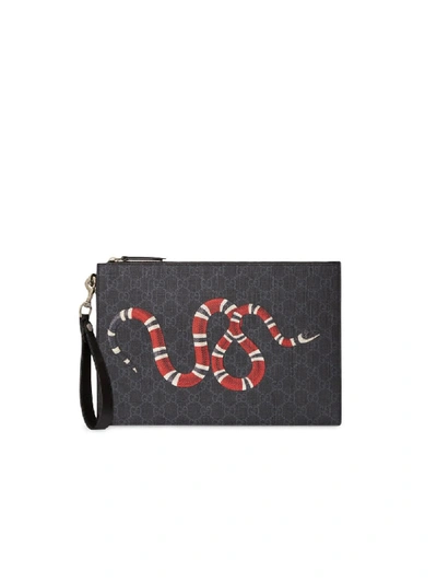 Shop Gucci Gg Pouch With Kingsnake In Black