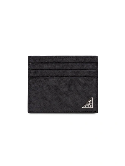 Shop Prada Logo Plaque Cardholder In Black