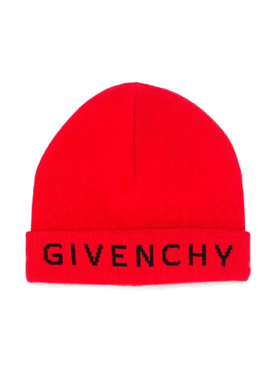 Shop Givenchy Logo Beanie In Red