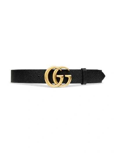 Shop Gucci Double G-buckle Leather Belt In Black