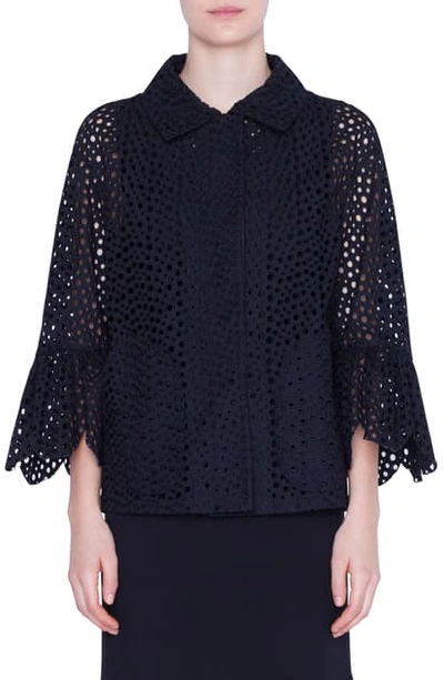 Shop Akris Punto Broderie Anglaise Jacket In Black