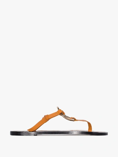 Shop Atp Atelier Brown Forna Ring Flat Leather Sandals