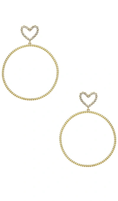 Shop Luv Aj The Dotted Heart Hoop Earrings In Gold