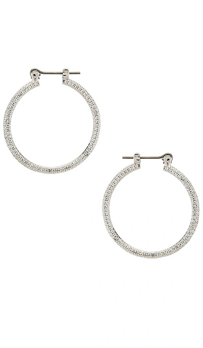 Shop Luv Aj The Mini Triple Pave Hoop Earrings In Silver