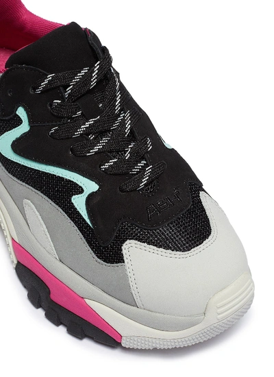 Shop Ash 'addict' Chunky Outsole Leather Panel Mesh Sneakers In Light Grey / Black / Acqua / Fuxia / Pink