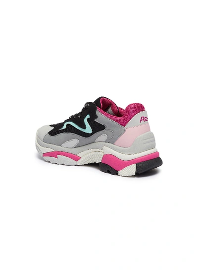 Shop Ash 'addict' Chunky Outsole Leather Panel Mesh Sneakers In Light Grey / Black / Acqua / Fuxia / Pink