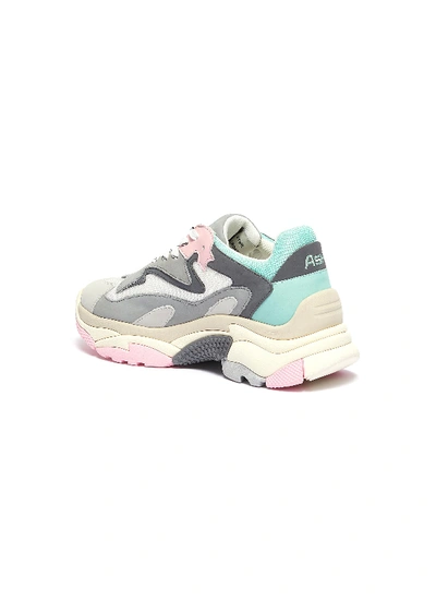 Shop Ash 'addict' Chunky Outsole Leather Panel Mesh Sneakers In Light Grey / White / Pink / Acqua