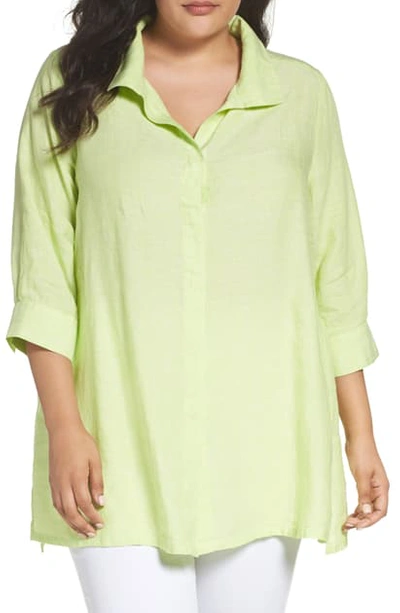 Shop Foxcroft Linen Chambray Tunic In Key Lime