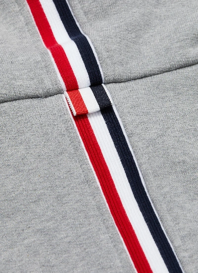 Shop Thom Browne Stripe Back Zip Hoodie In Grey