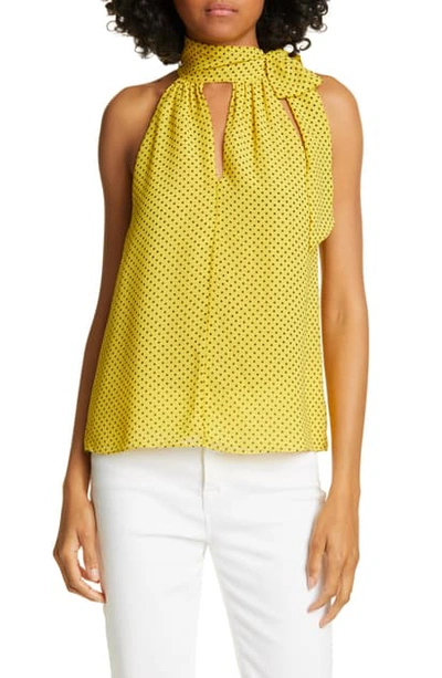 Shop Joie Dalman Tie Neck Silk Tank In Sulphur