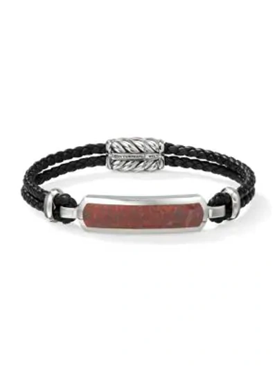 Shop David Yurman The Exotic Stone Sterling Silver, Agate & Leather Braided Bracelet