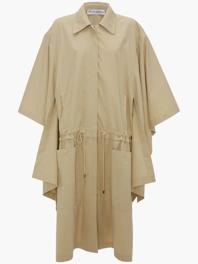 Shop Jw Anderson Flax Cape Trench Coat In Neutrals