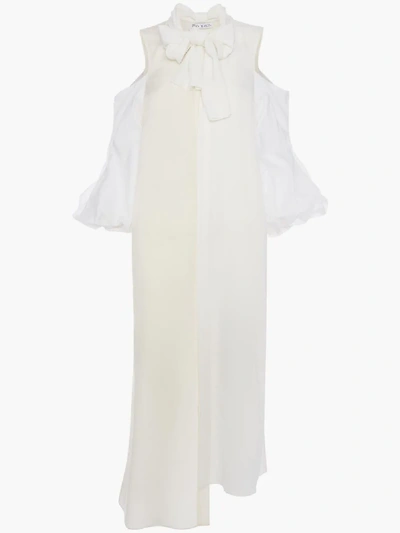 Shop Jw Anderson Full Length Dress With Blush Bow In White