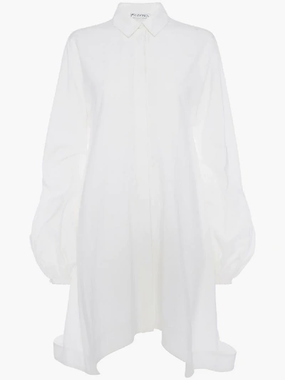 Shop Jw Anderson Buttondown Puff Sleeve Dress In White