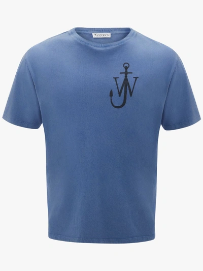 Shop Jw Anderson Logo-print Crewneck T-shirt In Blue