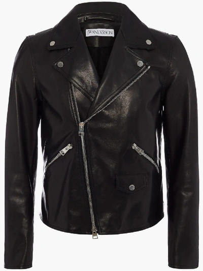Shop Jw Anderson Men's Gilbert & George Leather Biker Jacket In Black