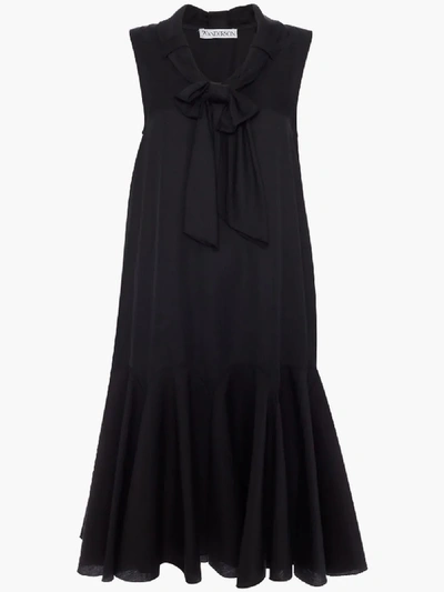 Shop Jw Anderson Exaggerated Hem Dress With Bow Detail In Black