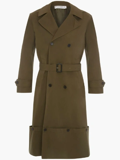 Shop Jw Anderson Fold Up Hem Trench Coat In Green