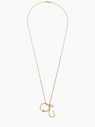 Shop Jw Anderson Gold Hook Necklace With Pearls