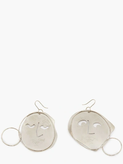 Shop Jw Anderson Moon Face Earrings In Silver