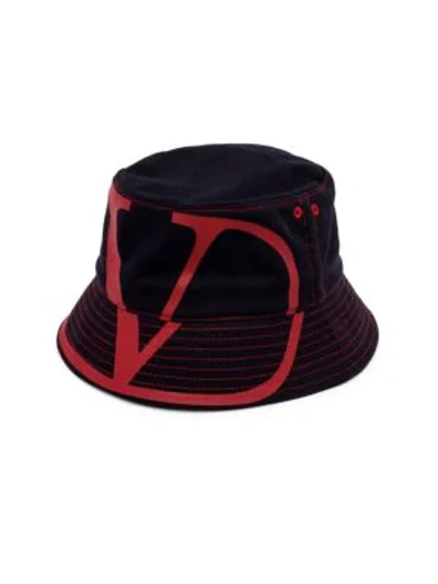 Shop Valentino Garavani V Logo Bucket Hat In Red Black