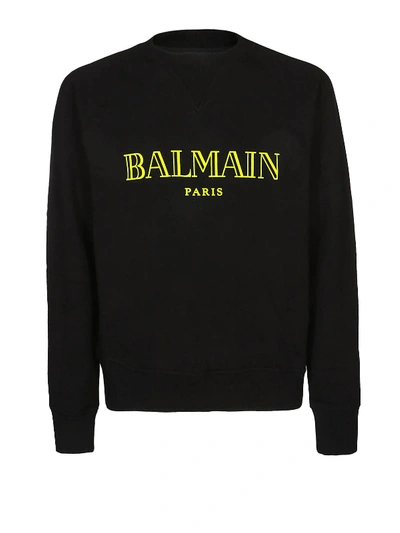 Shop Balmain Logo Printed Sweatshirt In Black