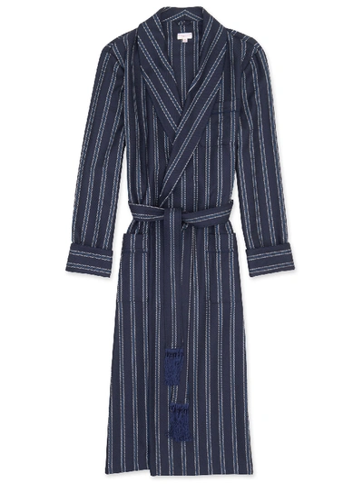 Shop Derek Rose Men's Tasseled Belt Dressing Gown York 31 Pure Wool Navy