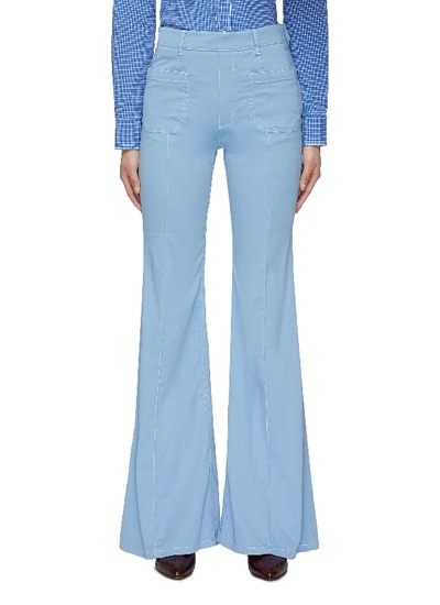 Shop Chloé Contrast Topstitching Patch Pocket Twill Flared Pants