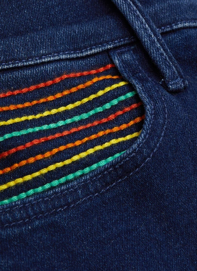 Shop Mother 'the Smooth Hustler' Rainbow Topstitch Bootcut Jeans