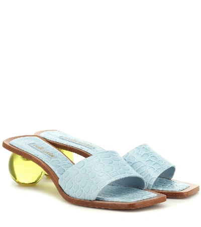 Shop Cult Gaia Tao Croc-effect Leather Sandals In Blue