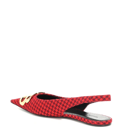 Shop Balenciaga Bb Houndstooth Slingback Ballet Flats In Red