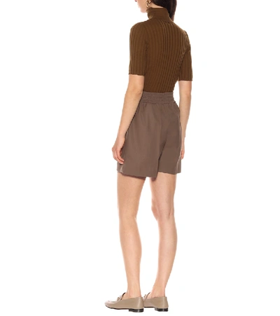 Shop Brunello Cucinelli High-rise Wool Blend Shorts In Brown