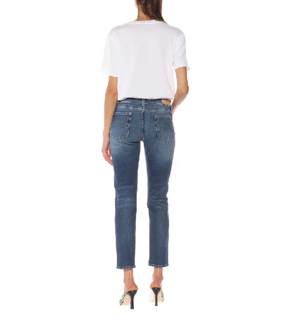 Shop 7 For All Mankind Roxanne Mid-rise Skinny Jeans In Blue