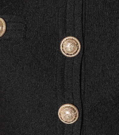 Shop Balmain Cropped Knit Jacket In Black